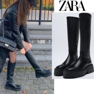 NWT Zara - Black Treaded Riding Boots